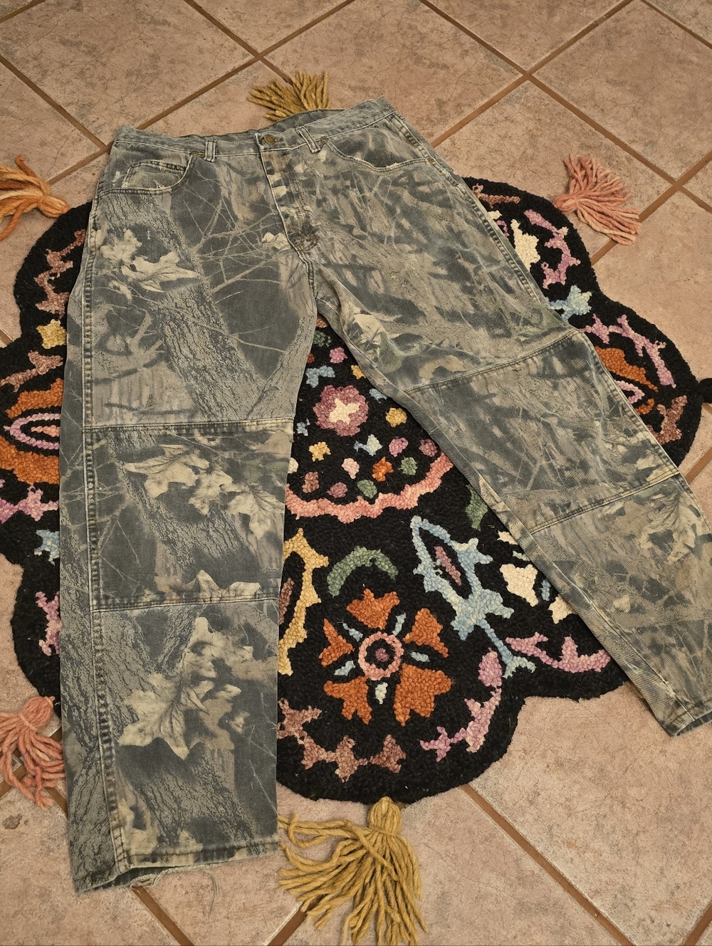 🔥🔥Wrangler Double Knee Y2k Camo Mossy Oak Jeans🔥🔥 Size 33W X 32L Skater Camo - Picture 2 of 8